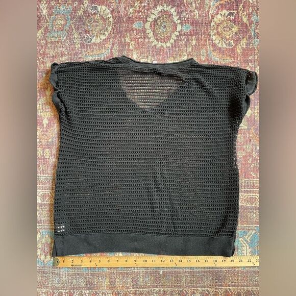 Womens XS Victorias Secret Black Knit Short Sleeve Top- Coverup/side buttons - Picture 8 of 8